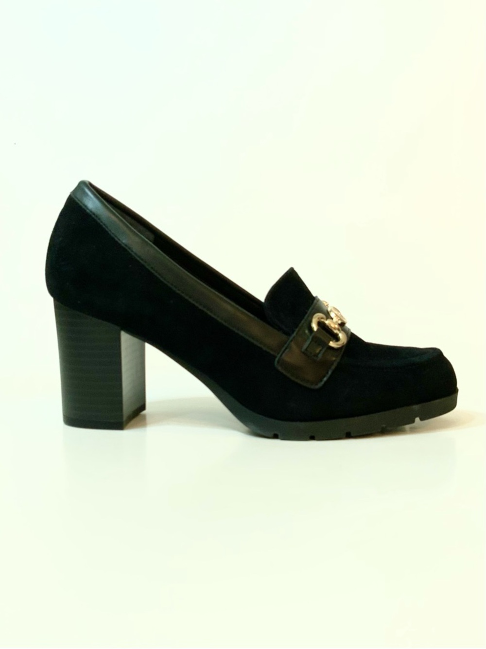 NWOT Gianni Bernini ‘Porshaal’ Black Suede Heeled Loafer - Picture 6 of 12